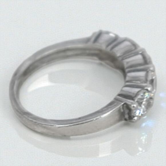 Vintage Sterling Silver CZ Three Stone Engagement Wedding Ring Size 4.75 - Picture 4 of 9